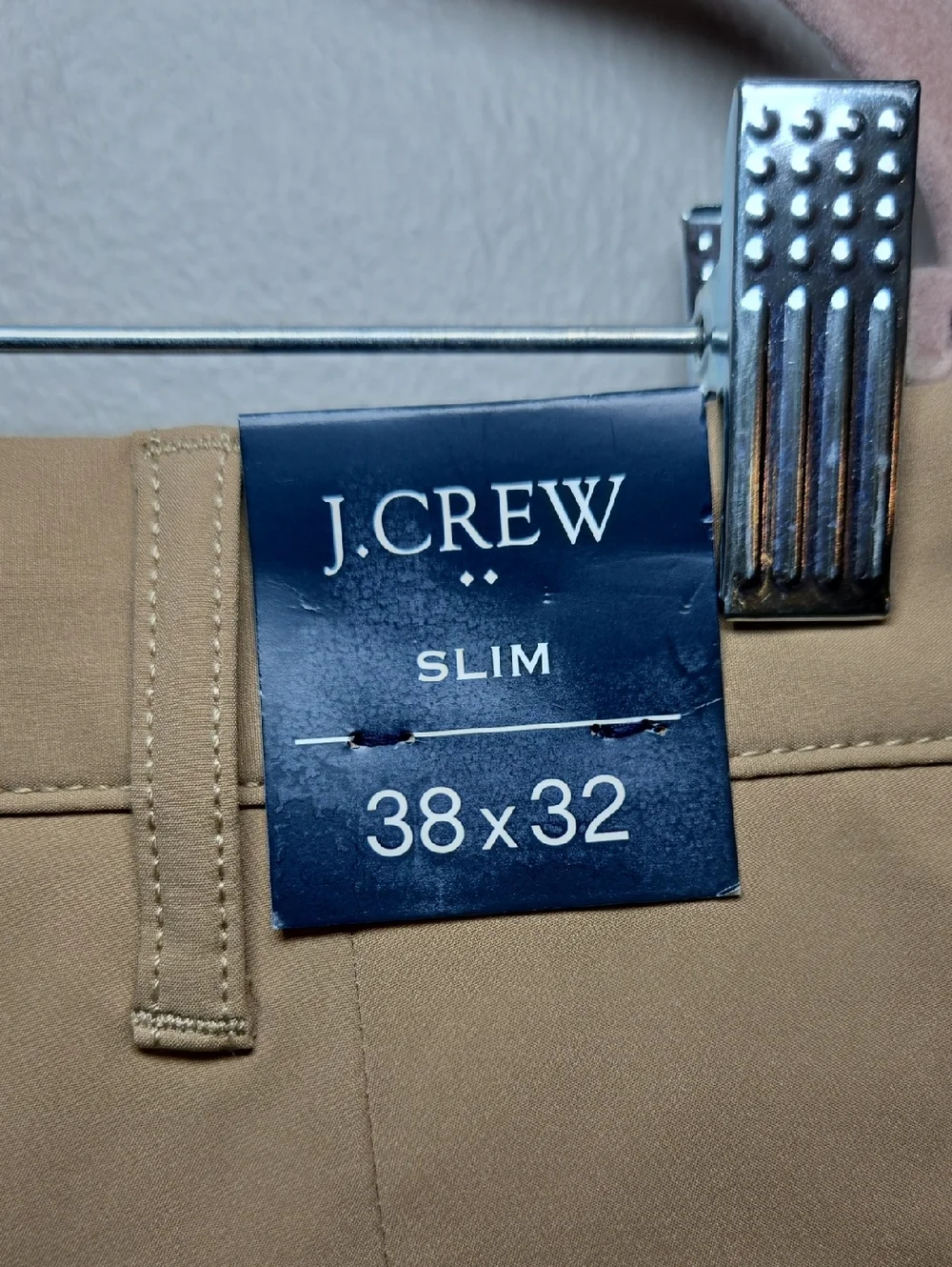 J. Crew Tech Flex Slim Chino Pants 38x32 Khaki Stretch NWT